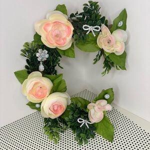Floral Letter C with Pink and Cream Roses